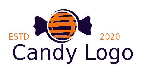 candy store logo black wrapper orange pattern