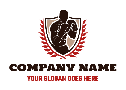 sports champion ship logo boxer in shield