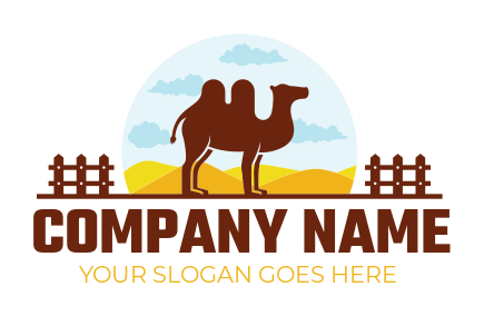 animal logo camel silhouette in desert landscape