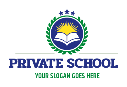 Circular Badge Laurel For Private School With Sun On Book 8962ld ?size=1&industry=private School