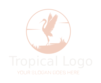 animal logo crane bird with wings in circle