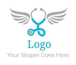 medical logo abstract stethoscope forming wings 