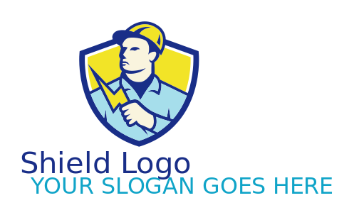 energy logo electrician electric bolt in shield