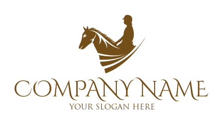 sports logo Equestrian on horse with swooshes