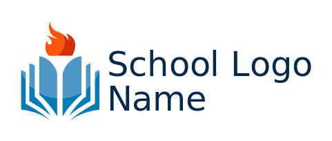 library logo icon flame on top of open book