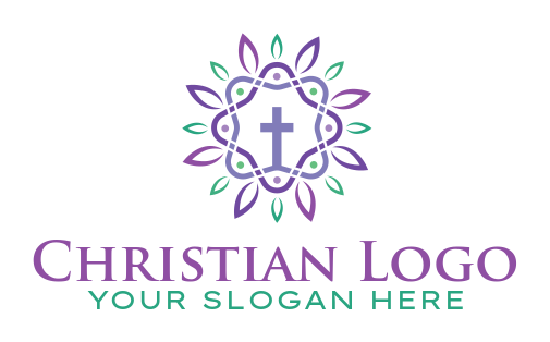 religious logo cross in mandala flower
