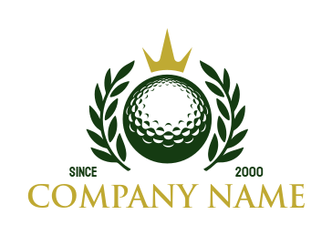 sports logo maker golf ball with crown 