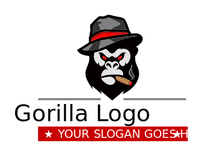 animal logo gorilla with hat smoking cigar