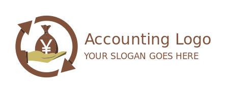 investment logo hand holding yen currency bag