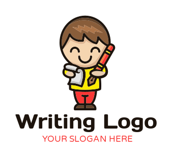 education logo happy boy with pen and paper