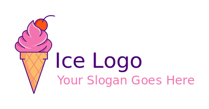 ice cream parlor logo with cone cherry topping
