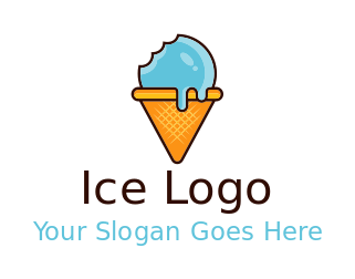 ice cream parlor logo melting in cone