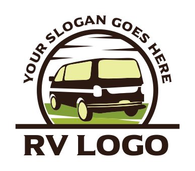 transport logo maker RV in circle