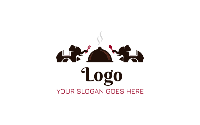 restaurant logo elephants with cloche in center