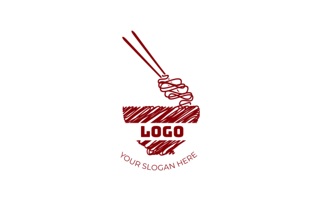 line art logo sample of noodle bowl and chopsticks