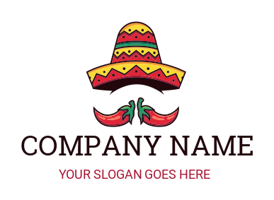 Mexican restaurant logo sombrero hat with chili