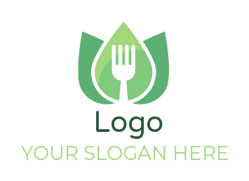 restaurant logo negative space fork in leaves