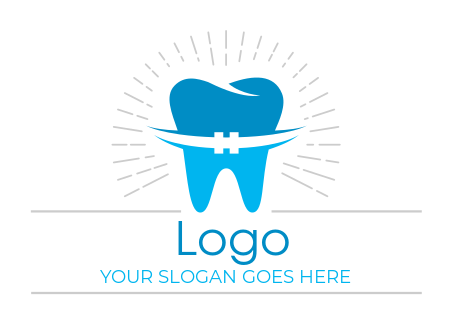 orthodontist logo rays on tooth with braces 