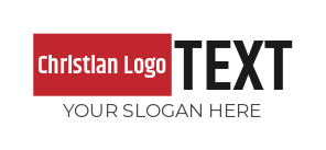 text logo icon in red block