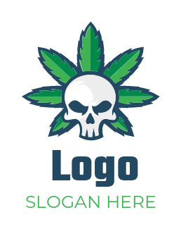medical logo skull with cannabis leaf