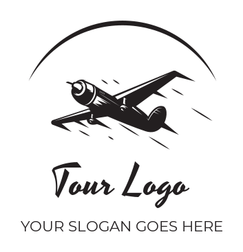 travel logo swoosh over speedily flying plane
