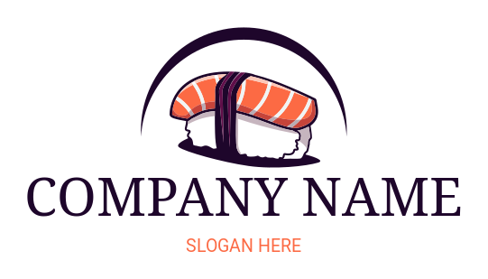 restaurant logo swoosh on top of sushi