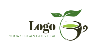 Tea leafs merged with matcha tea cup | Logo Template by LogoDesign.net