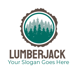 timber wood logo with pine tree in center 