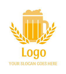 bar logo wheat stalks around beer mug