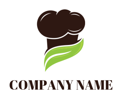 restaurant logo of abstract chef cap with leaf