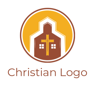 religious logo church with cross logo in circle