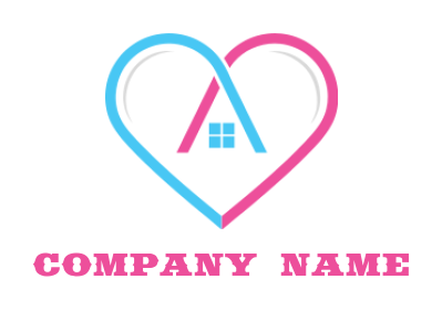 real estate logo of abstract heart shaped house