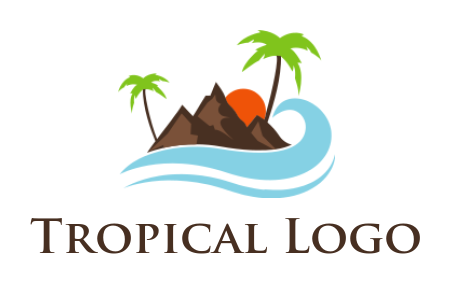 make a travel logo water mountain sun and trees
