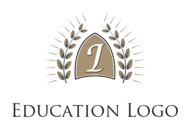 education logo Letter L in emblem with wreath
