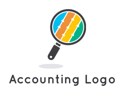 finance logo arrows and bars in magnifying glass