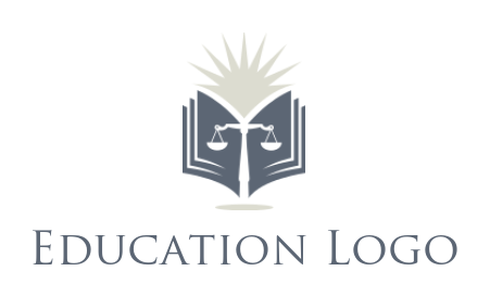 law firm logo of balance scale in open book sun