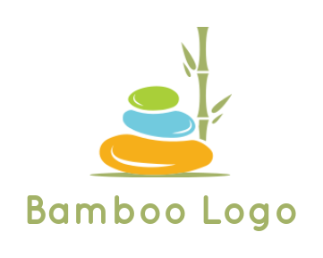 generate a spa logo of bamboo stick with stones