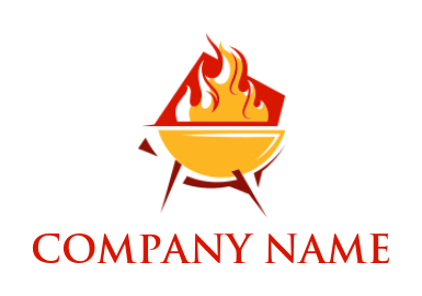 Create a restaurant logo of BBQ grill with fire - logodesign.net