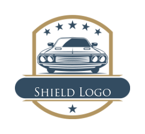auto logo car with stars and banner in badge