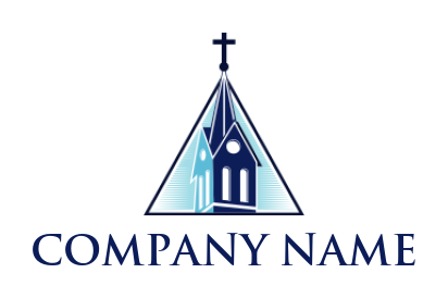 religious logo maker church cross in triangle