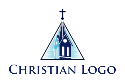 religious logo maker church cross in triangle