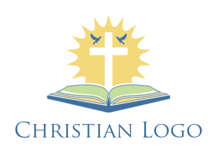 make a religious logo church cross with bible