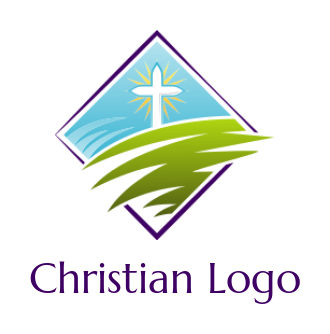 make a religious logo christian cross in square