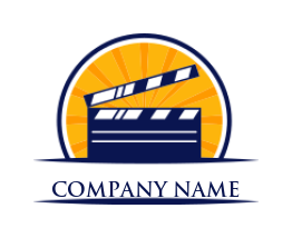 entertainment logo clapperboard in stripe circle