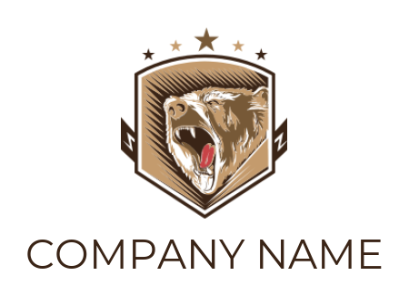 create an animal logo angry bear inside shield