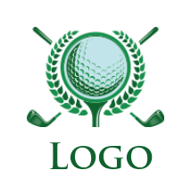 cross golf clubs and ball with laurels | Logo Template by LogoDesign.net