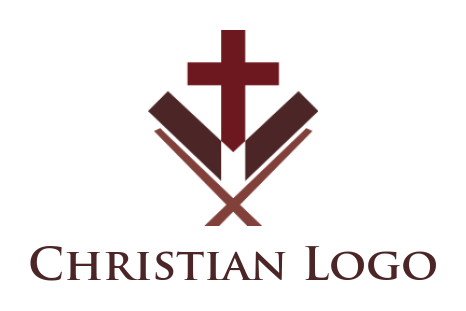 religious logo cross in open book with stand