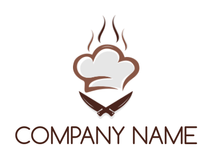 restaurant logo icon crossed knives under steaming chef hat