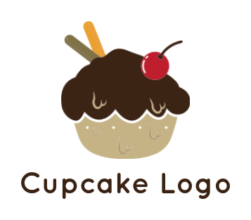 food logo online cupcake with cherry