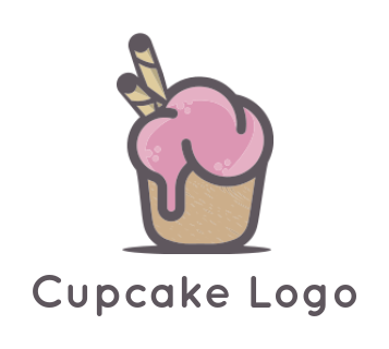 food logo cupcake with wafers and cream
